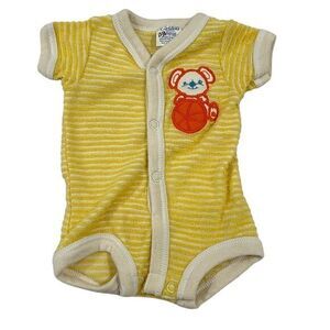 Carter’s Vintage Terry Cloth Yellow Striped Romper Bodysuit